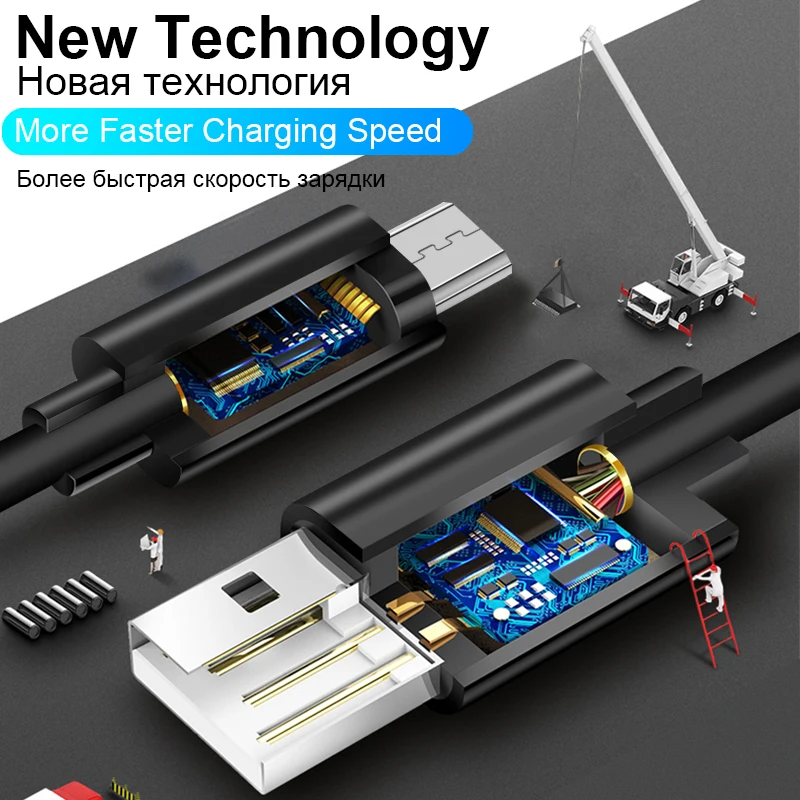 Coolreall المصغّر usb كابل 2A سريع شحن كابل شاحن الهاتف المحمول 1 M كابل تاريخ ل Sumsung Xiaomi هواوي الروبوت اللوحي