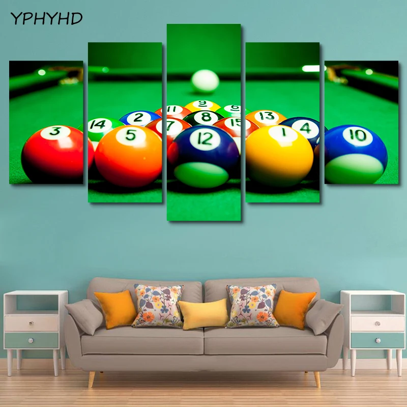 Snooker Pool Billiards Sport Games 5 Piece Canvas Art Print Picture Wall Decor