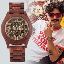 Men's Wooden Watch Mechanical Wristwatch Automatic-self-winding Luxury Golden Roman Numbers Dial Watches for Male ailang classic roman number women business dress watches auto self winding real leather wristwatch calendar relojes 3atm nw7192