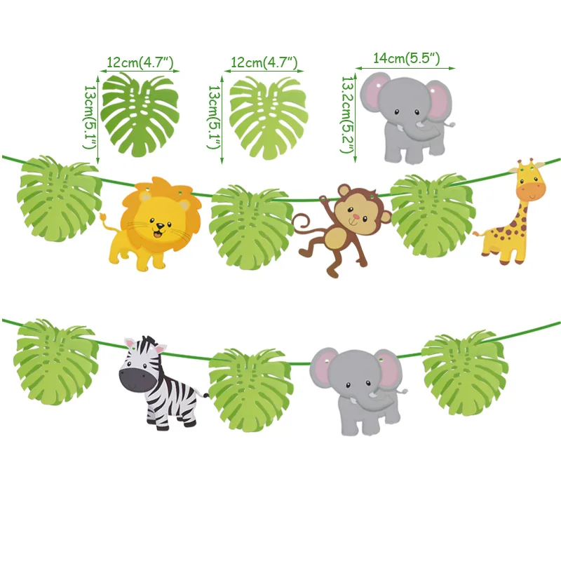 Giraffe Happy Birthday Banner - Safari Animal Garland, Jungle Theme Kids Party Decor (Nearly 10 Feet Long)