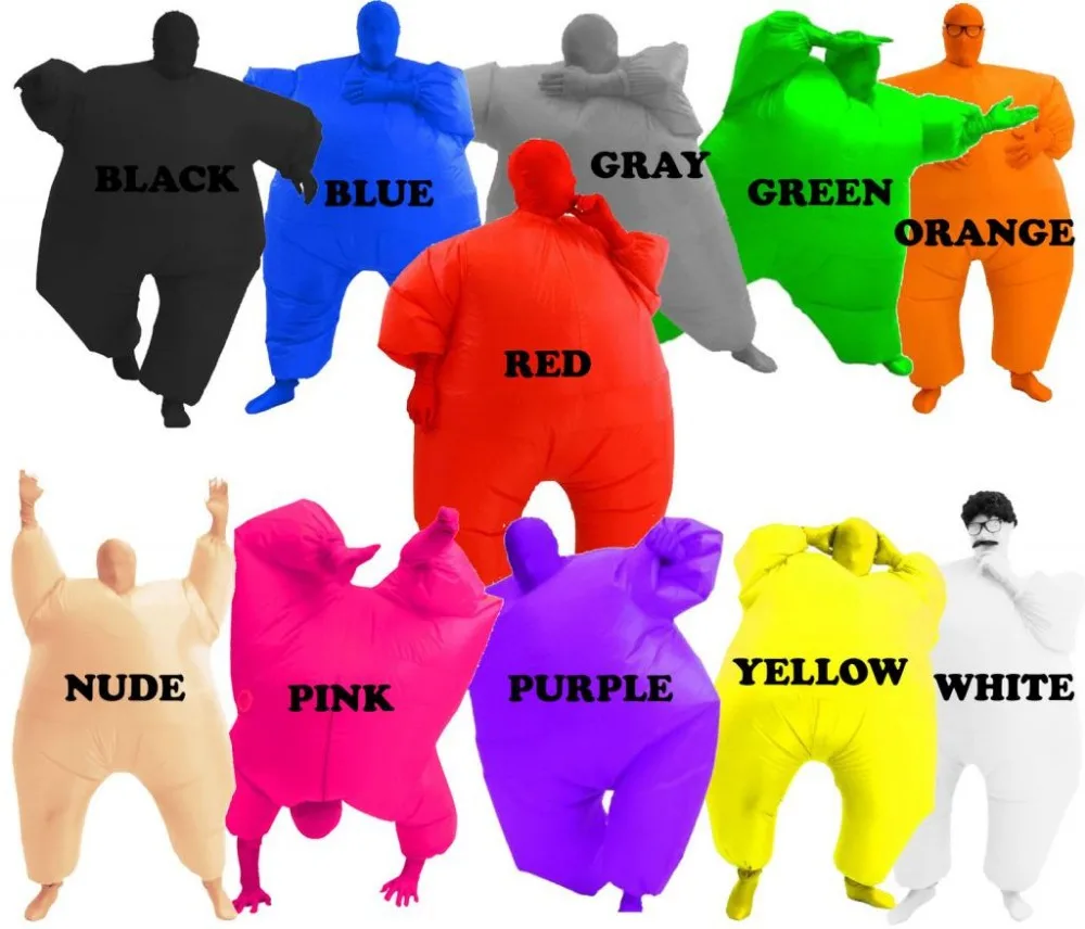 Взрослый костюм, надувной цветной костюм для всего тела, комбинезон, 5 цветов