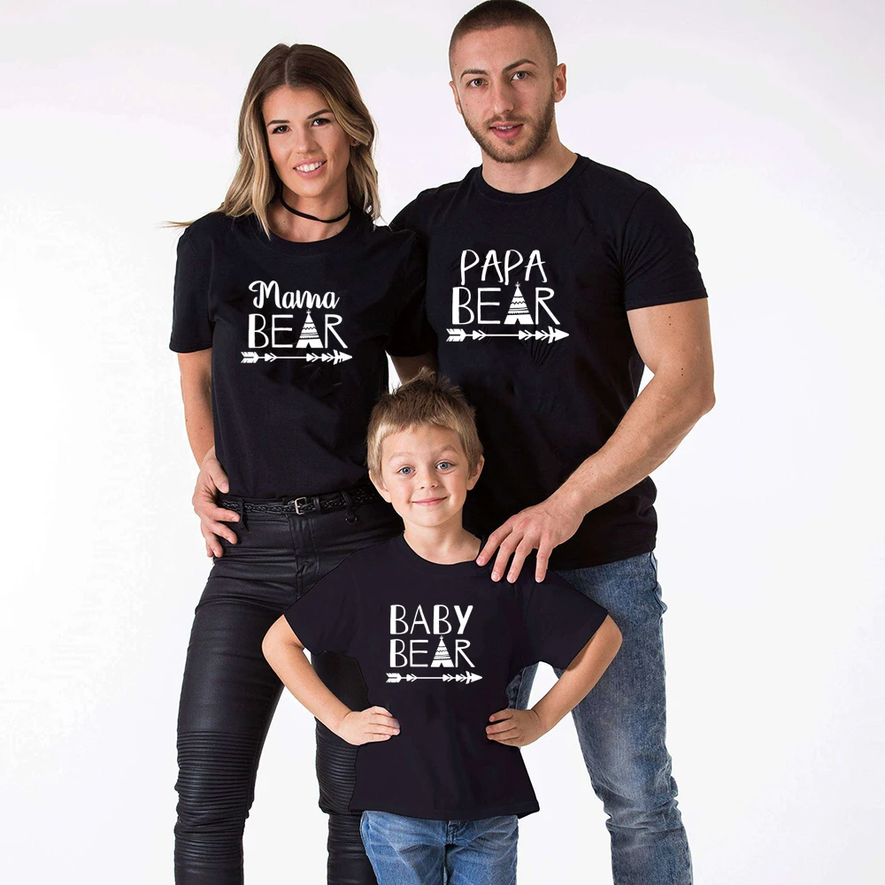

1PC PaPa Bear Baby Bear MaMa Bear Shirt Fathers Day Gift T Shirt Tee Dad Mom Baby Present Family Matching Parent-child T-shirt