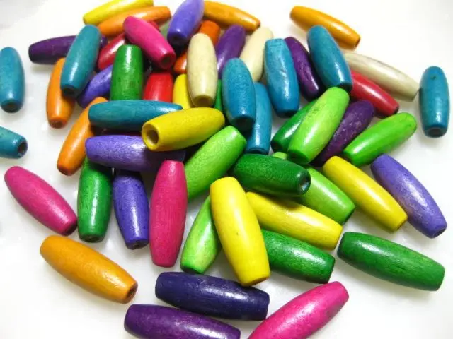 

100 Mixed Color 22X8mm Oval Wood Beads~Wooden