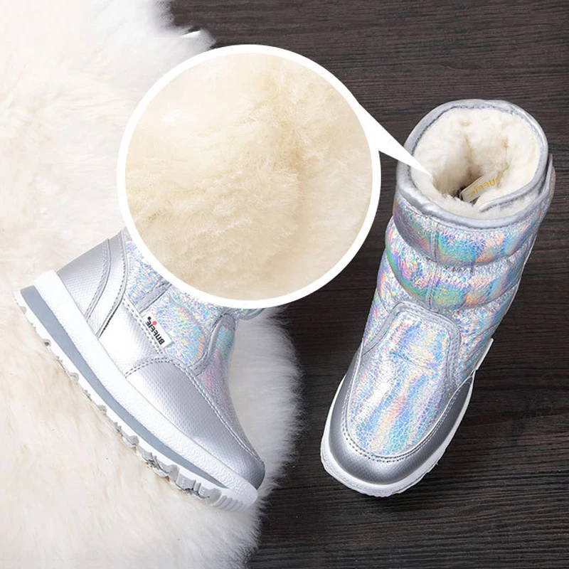 Ботинки для девочек; Новинка года; высококачественные детские зимние ботинки; теплая плюшевая зимняя обувь; модные Нескользящие Детские ботинки с принтом