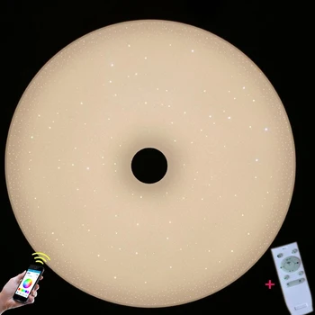 

APP Bluetooth Music LED Ceiling Lights With Stereo Dual Speaker Smartphone Dimming Discoloration Light Fixtures Modern Lighting