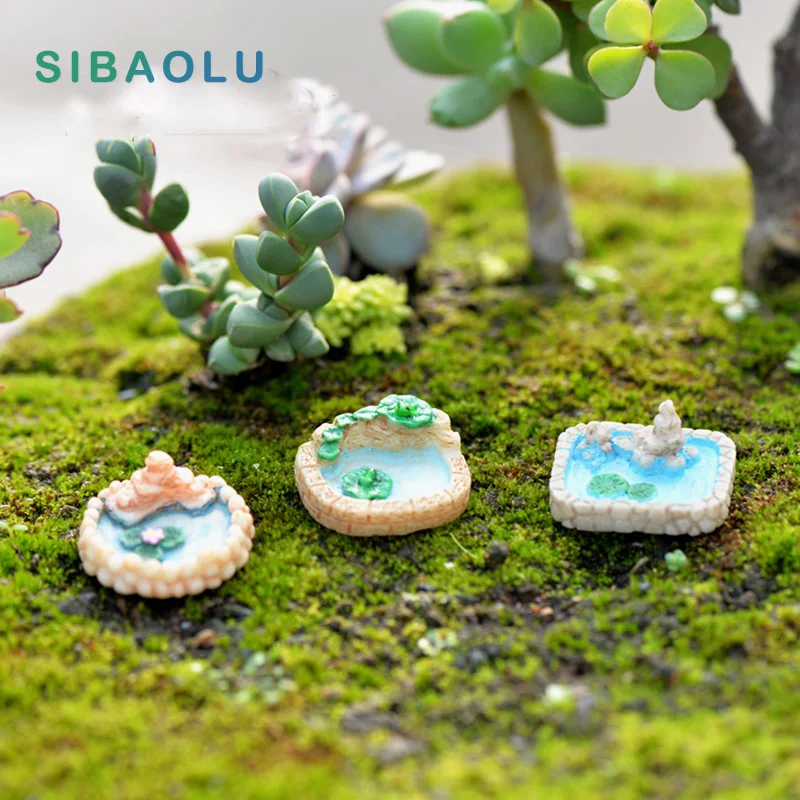 

Lotus Pond Miniature Figurine Small Pool Figurine Home Decoration Mini Fairy Garden Simulation statue toy resin craft