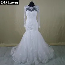 QQ Lover 2017 New Long Sleeve Mermaid Lace Wedding Dress Custom-made Bridal Gown Vestido De Noiva