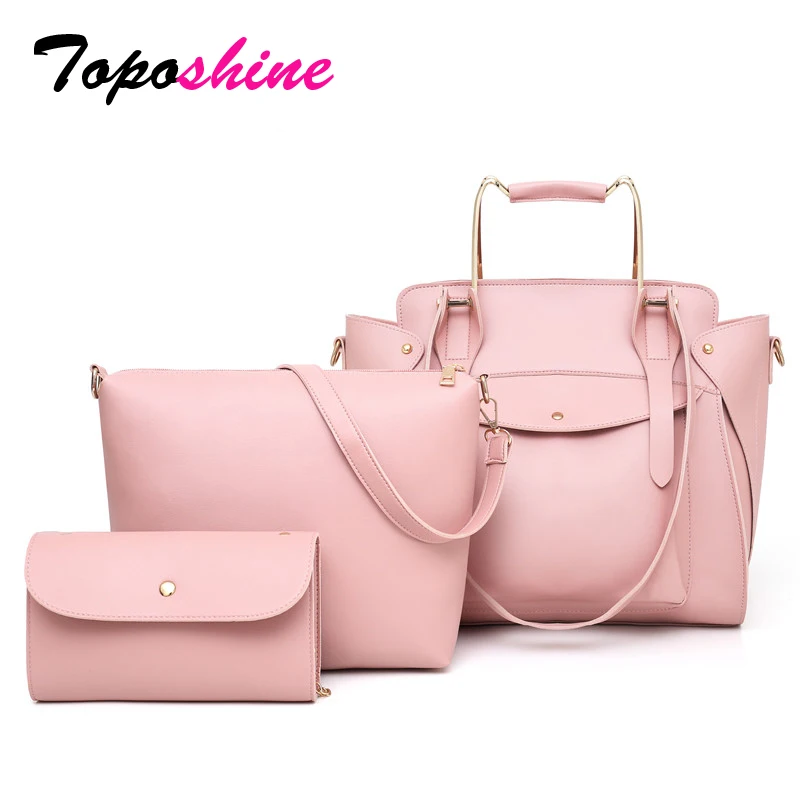 Toposhine 2018 New Composite Bags Buy 1 Get 3 Women Handbags Solid Quality PU Leather Female Shoulder Bag Casual Ladys Big Totes