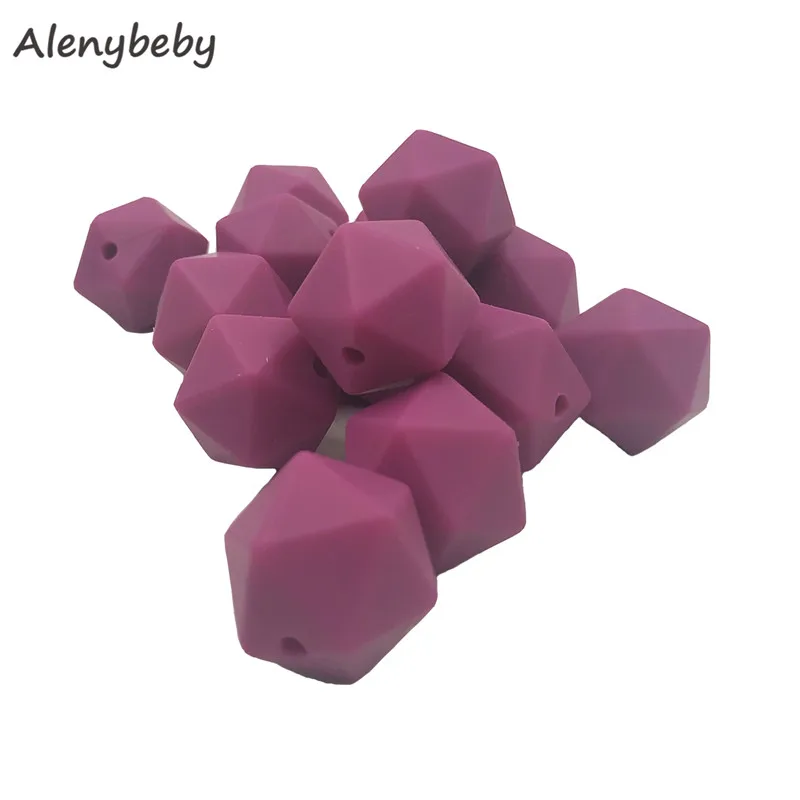 50pc 17mm Silicone Teether Beads Safe Icosahedron Shaped Candy Mix Color Teething Silicone Bead Toy BPA Free DIY Necklace Making - Цвет: Magenta