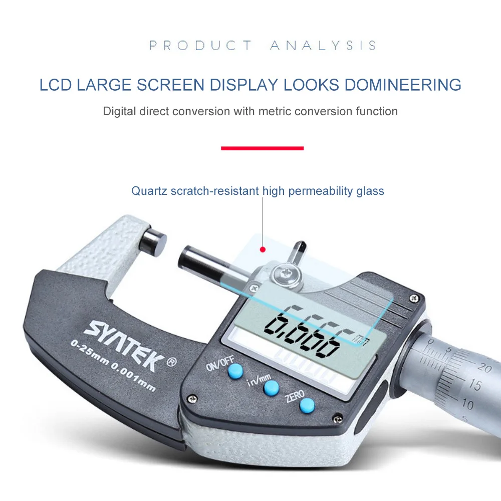 0,001 мм электронный наружный микрометр 0-25 мм с дополнительным жк-экраном цифровой микрометр электронный цифровой Калибр