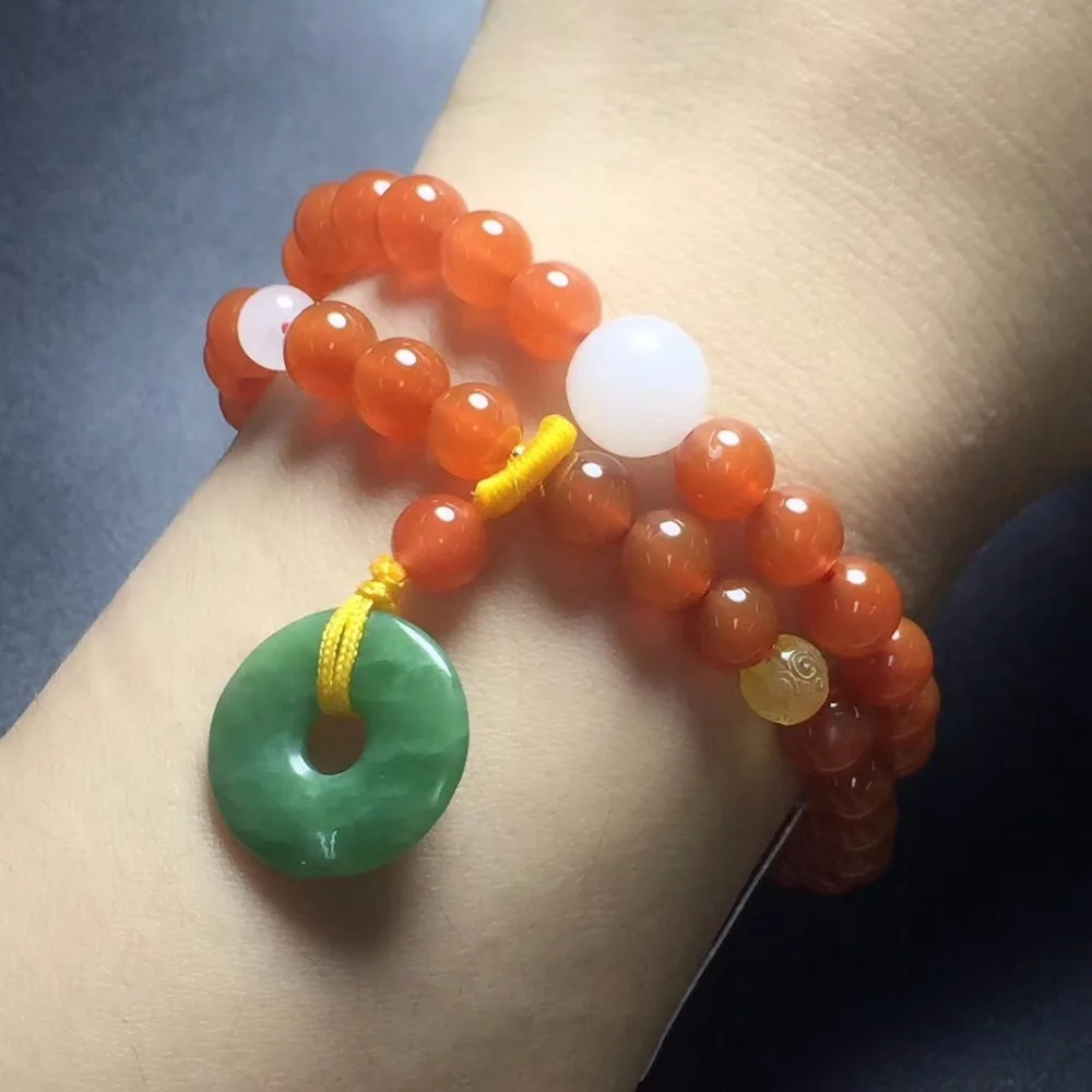 

Fine Jewelry 6.6MM Multi-layers Natural Red Agate Beads women's Bracelets Fine Female Hologram Bracelet