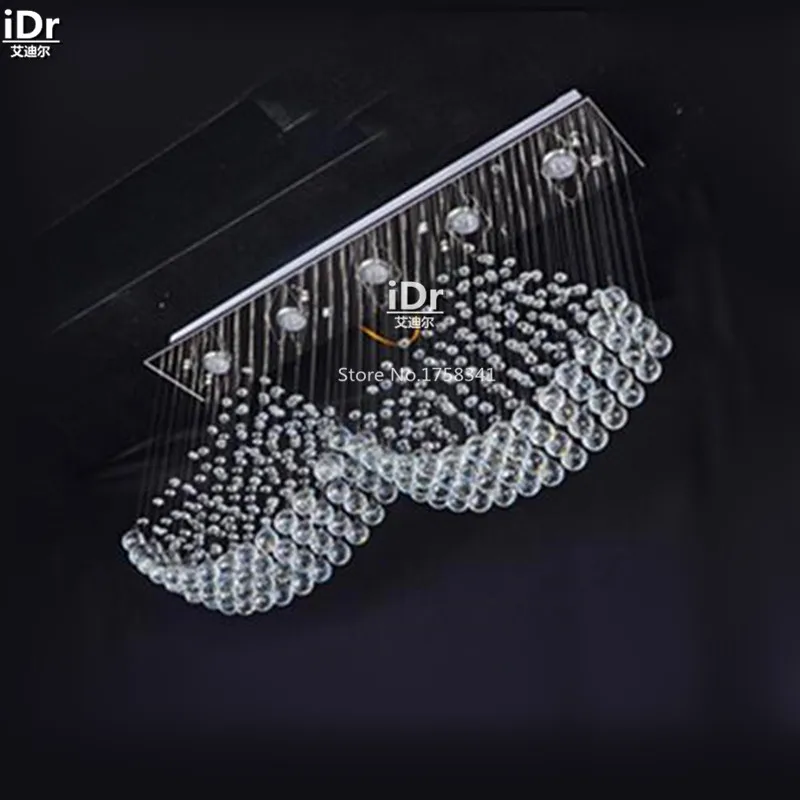 

led lamp creative restaurant lights rectangular crystal lamp meal hanging lamp light line personality Chandeliers wwy-0104