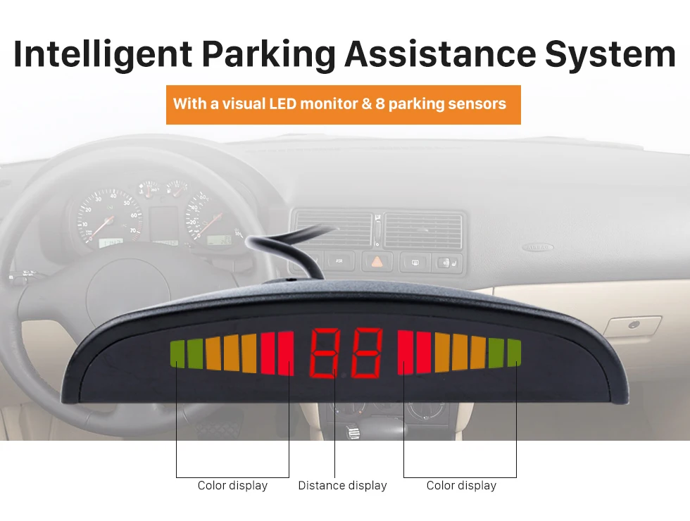 Seicane авто 8 парковочных датчиков всепогодный автомобильный комплект светодиодный дисплей монитор резервный радар заднего ход, парковочный система помощи