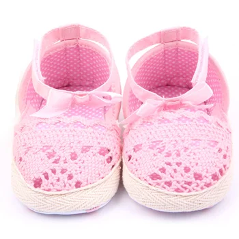

Toddler Baby Girl Soft Sole Crib Anti-slip Crochet Knit First Walkers anti-Slip Solid Shoes