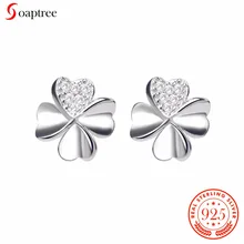 Soaptree Silver Stud Earrings Brand Produc 925 Silver Flowers Earrings Cubic Zirconia Stone Women Fashion Earring Jewelry