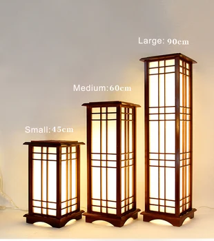 

Modern Japanese Tatami Style Square Shape Oak Wood Solid Wooden Floor Lamp with E27 LED Standing Lamps for Living Room Hallway