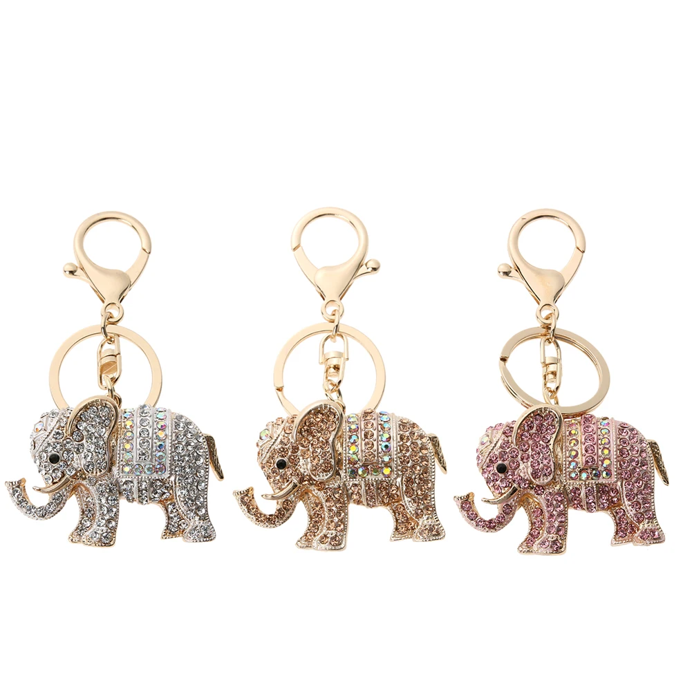 

Charm Pendant Lucky Mascot Elephant Keychain Bling Keyring Bag Purse Buckle Car Keys Holder Jewelry Gift For Women 3 Colors