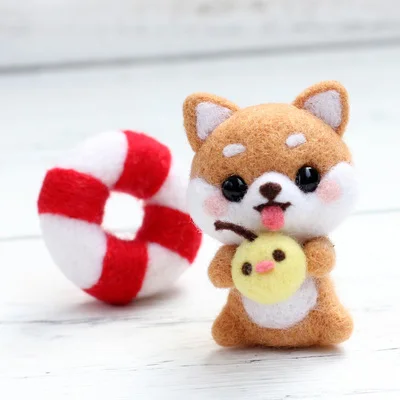 Shiba Inu Wool Felt Poked Handmade Diy Finished Material Package Gift Pendant - Цвет: 1
