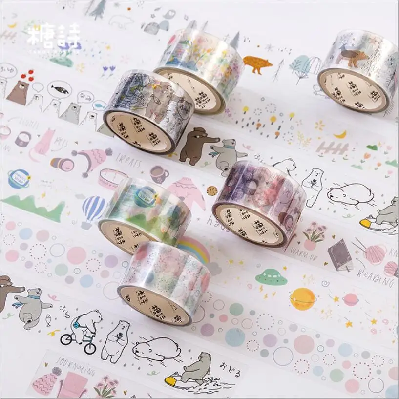 25 мм * 3 м Kawaii путешествия время животных/планеты/лес прозрачная Маскировочная