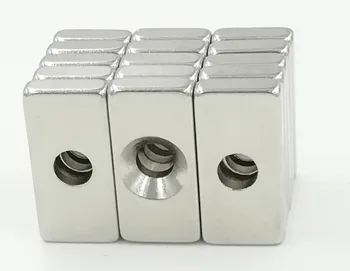 

500pcs NdFeB Fix Magnet 20x10x4 mm with M4 Screw Countersunk Hole Block N42 Neodymium Rare Earth Permanent Magnet 20*10*4-4