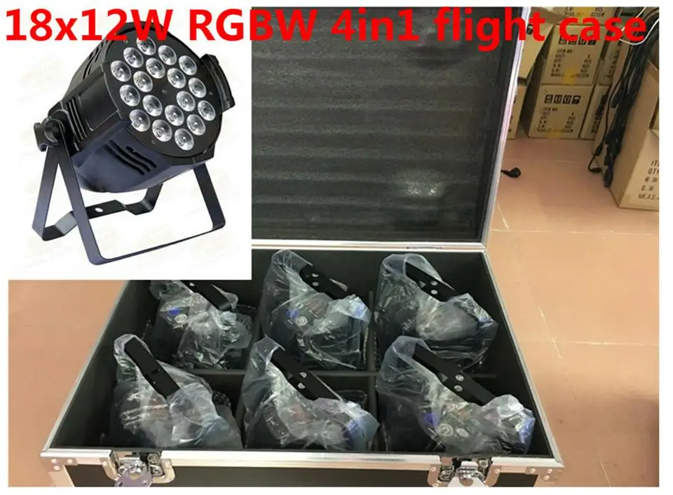 6 unids 18x12 W LED Par Luces con кейс для полетов 1 Llevo la Luz de RGBW 4in1 DMX 8 Canales Led плоский Lujo luces | Лампы
