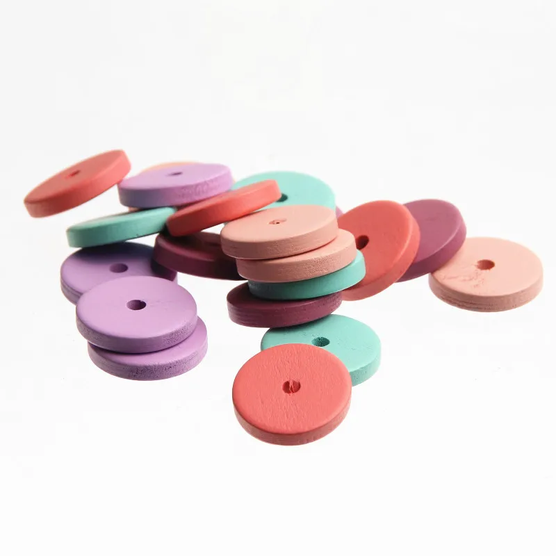 

20mm Wood Beads Mixed color Middle Hole Wooden Beads for Jewelry Making DIY Charms Bracelet Rattle Spacer Beads 100pcs