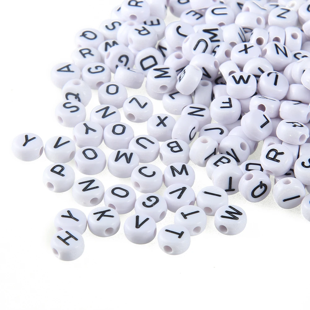 

2018 New 200/500PCS white Letter Beads Alphabet Acrylic Beads For Jewelry Making 7mm Children DIY Bracelet Necklace Accessories