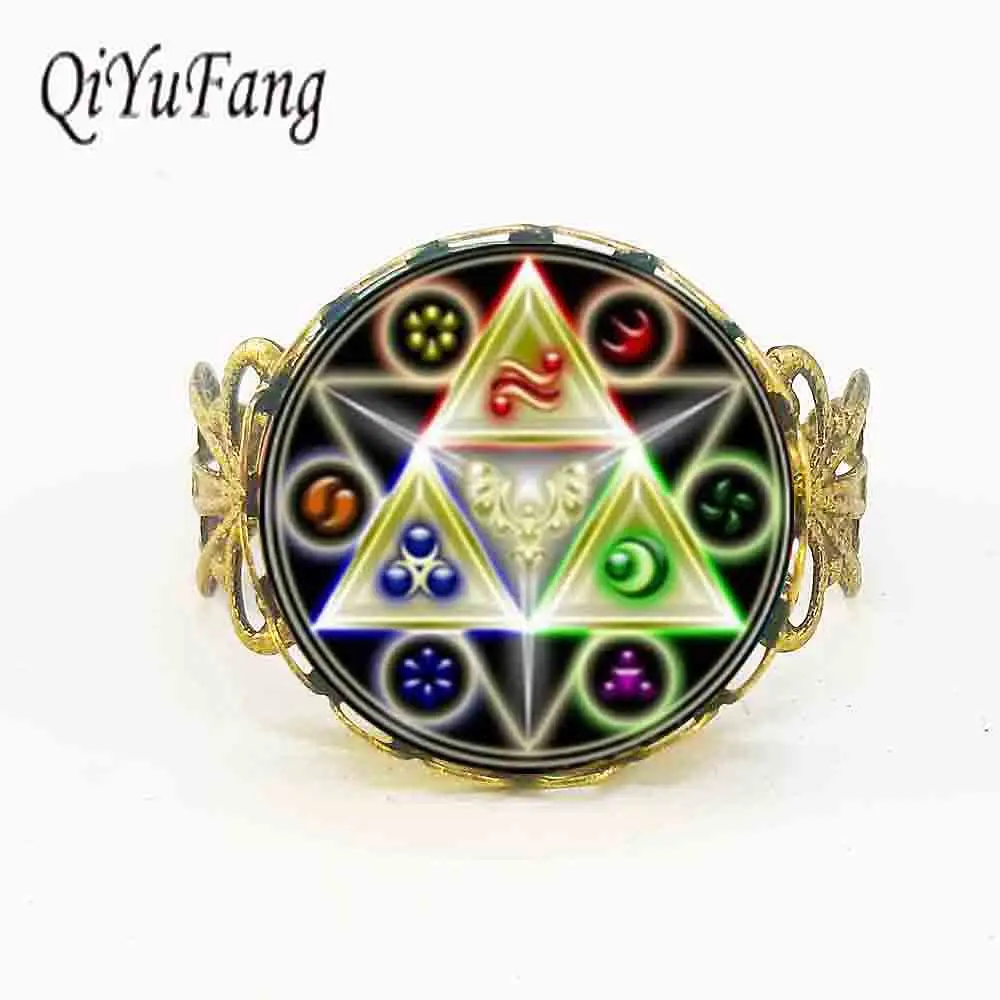 

New Steampunk Vintage Legend of Zelda Gate of Time Hyrule Historia Emblem inspired Glass Dome Zelda Ring 1pcs/lot rings silver