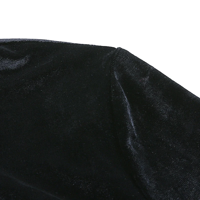 Свитшот черный бархатное с короткими рукавами укороченный Топ Футболка Винтаж Cheongsam воротник элегантный сексуальный лето осень топы для женщин Harajuku
