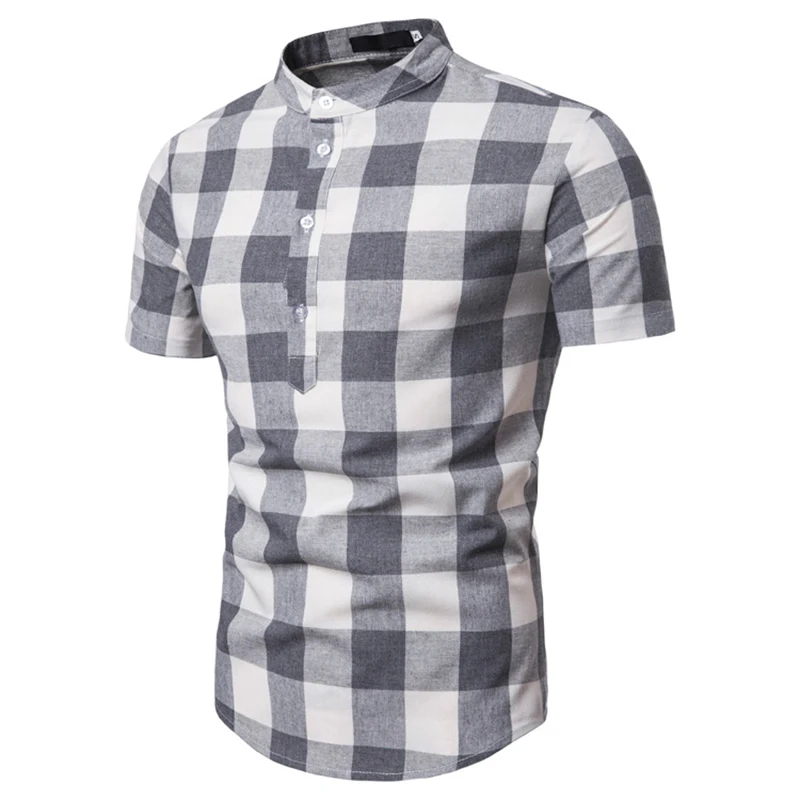 

Men Casual Short Sleeve Floral Button down Baseball Jersey Shirt Summer New Style Plaid Leisure Pullover Men's Short Sleeve Shir