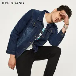 HEE GRAND/Для мужчин джинсовые куртки Лидер продаж четыре сезона мода стоять воротник Повседневное Chaquetas Hombre темно-голубой цвет MWJ1248