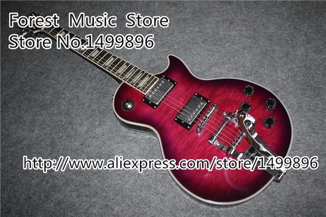 Best price at $223 Cheap China Custom Shop Vintage Purple Quilted Top LP Standard Guitars Electric With Chrome Bigsby In Stock