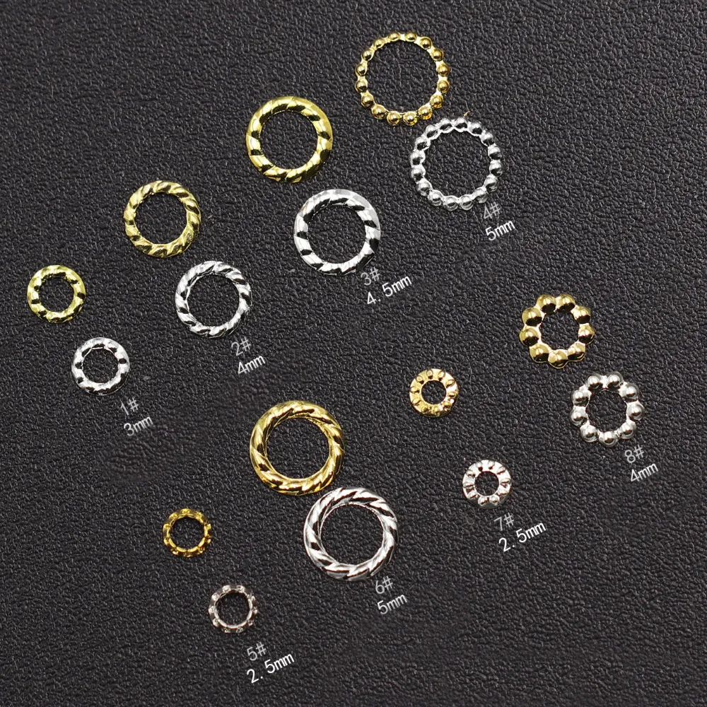 

1000Pcs Gold Hollow Hemp wreath Nail Art Decorations ring patch nail rivet Metal diy Tips Manicure Charms Nail jewelry Accessory