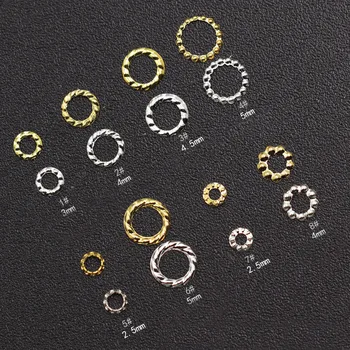 

1000Pcs Gold Hollow Hemp wreath Nail Art Decorations ring patch nail rivet Metal diy Tips Manicure Charms Nail jewelry Accessory