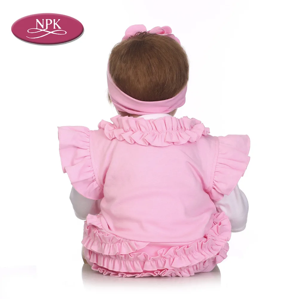 NPK 55CM Soft Silicone Reborn Baby Doll Newborn Girl Realistic Alive Princess Babies Dolls With Basket Toddler Kid Birthday Gift (5)