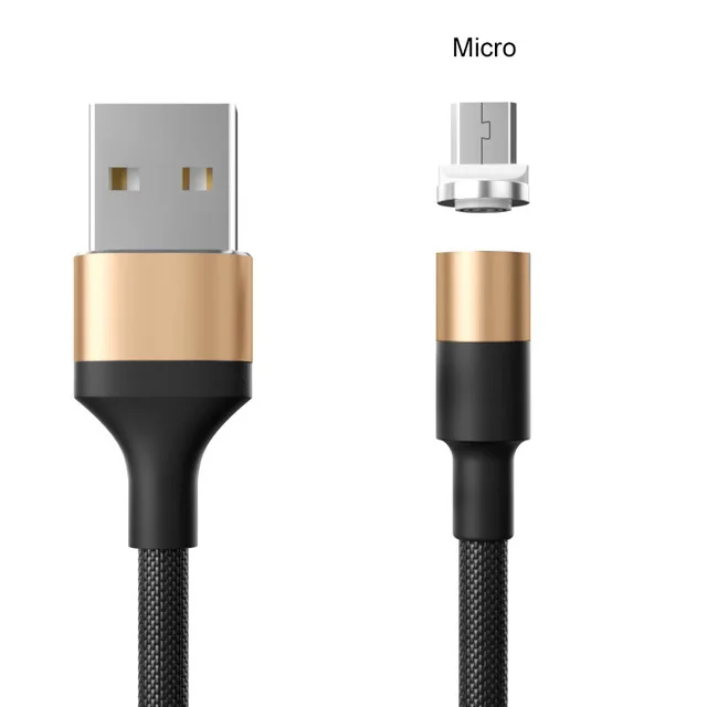 QC 3,0 Быстрая зарядка 3A Магнитный кабель type C Micro Usb быстрая зарядка Usb C светодиодный светильник для iPhone Xiaomi huawei Phone 1,2 м - Цвет: Gold For Micro