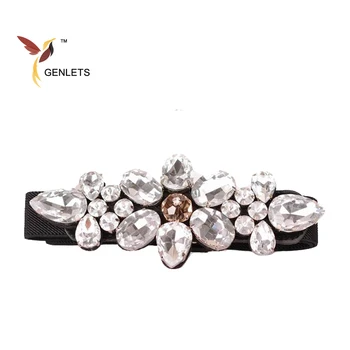 

2017 new fashion elastic belt for women winter down coat belt rhinestone waistband dresses belts sliver color