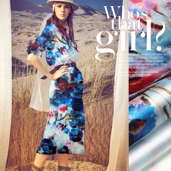 

CNUM SO055 100% Natural Silk Organza /Feeling/ Silk Fabric Digital Printed Charmeuse/ Width1.48yd Thickness14mm/Unit: M