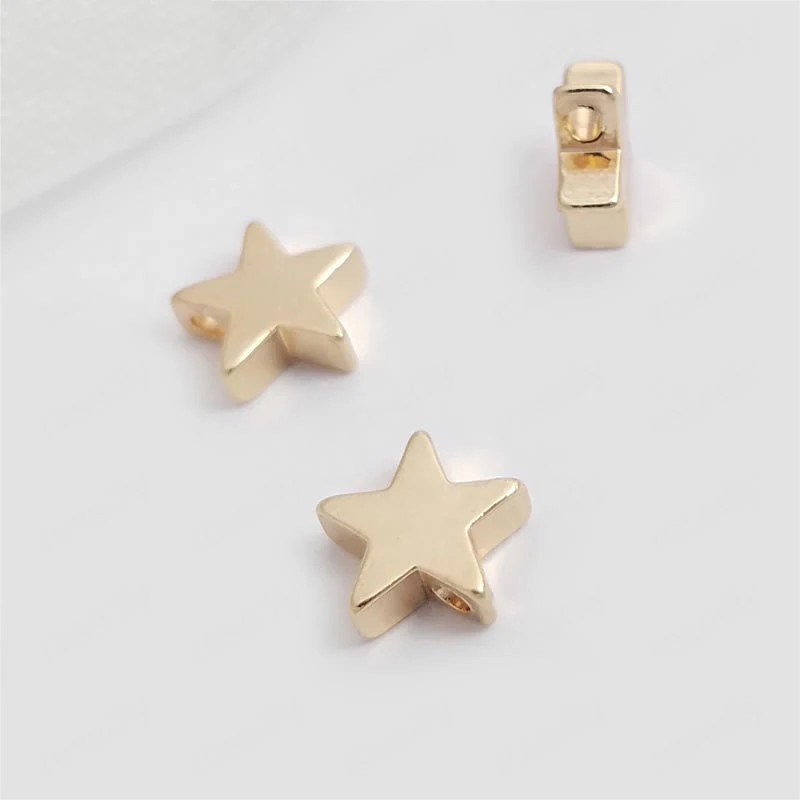 

20PCS 5MM 8MM 24K Champagne Gold Color Plated Brass Small Star Charms Pendants Diy Jewelry Findings Accessories wholesale