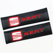 Car Styling Carbon fiber cloth Seat Belt Cover Pad fit For SEAT Ibiza Leon Cupra Car-styling