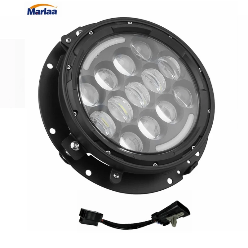 

Set of Round 7" LED Projector Headlight w/ Iron Mounting Bracket Ring & adpter 69200897 for Harley Davidson Street Glide