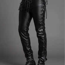 29-37! Мужская одежда Отрегулируйте индивидуальность кожаные брюки тонкие брюки из натуральной кожи брюки из воловьей кожи размера плюс костюмы певицы