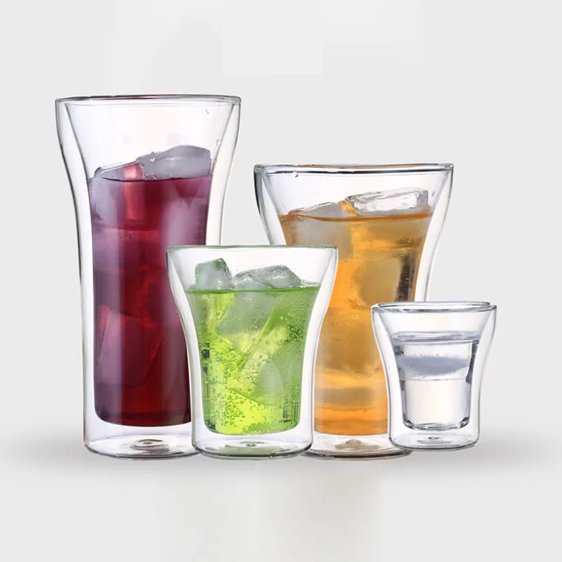 

Creative 1/4/6Pcs Double Wall shot Glass double Wall Espresso Coffee Cup high borosilicate glass 80ml /200ML/240M/400ML