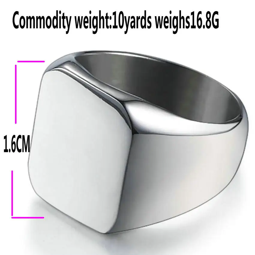 

Full-gloss square men's titanium steel ring Retro solid stainless steel ring Graduation ring jewelry