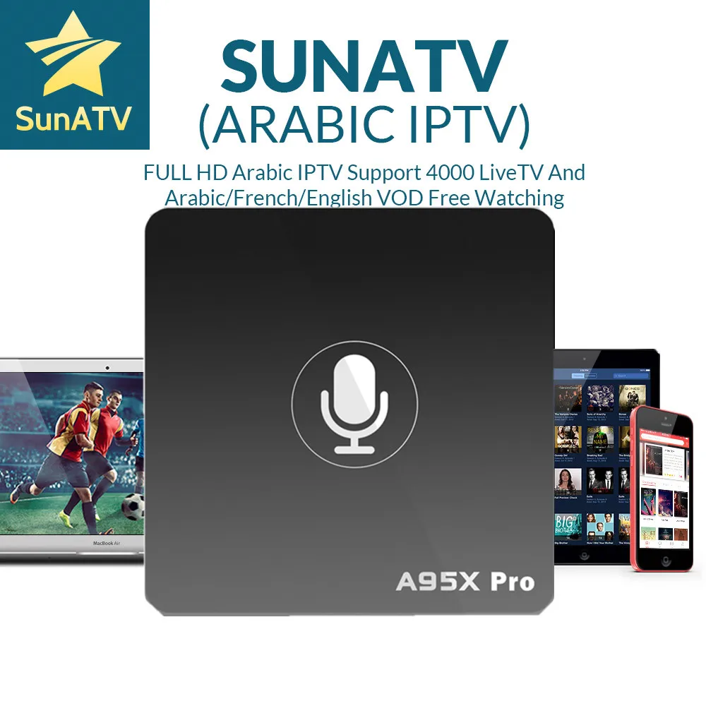 

A95X Pro Voice Control 1 Year French IPTV box SUNATV/Netflix configured Arabic IPTV Europe iptv French Set top box smart box