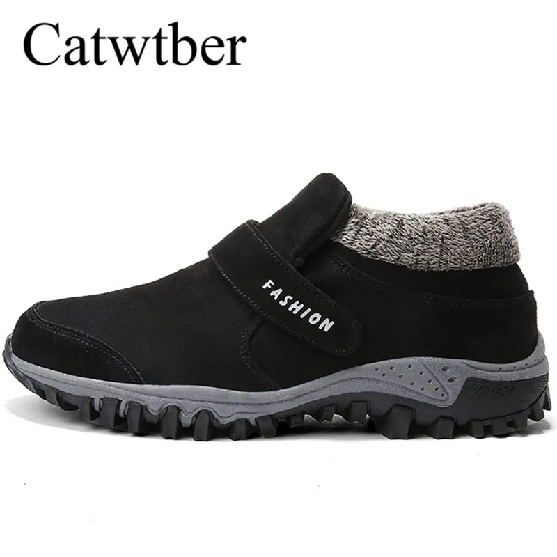 

Catwtber Suede Men Boots Winter Man Shoes Ankle Boots Men Snow Boot Round Toe With Plush Fur Warm Men Footwear Casual Male Shoes