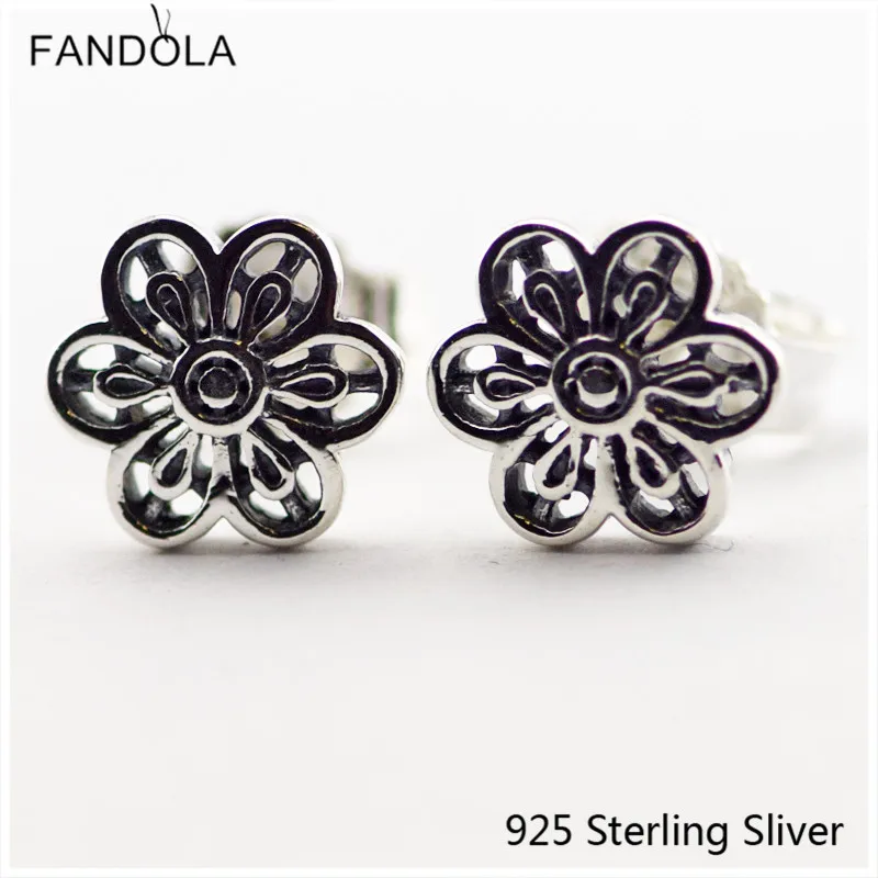 

Floral Daisy Lace Stud Earring Silver 925 Sterling Fit For Women Gift Europe Style Jewelry