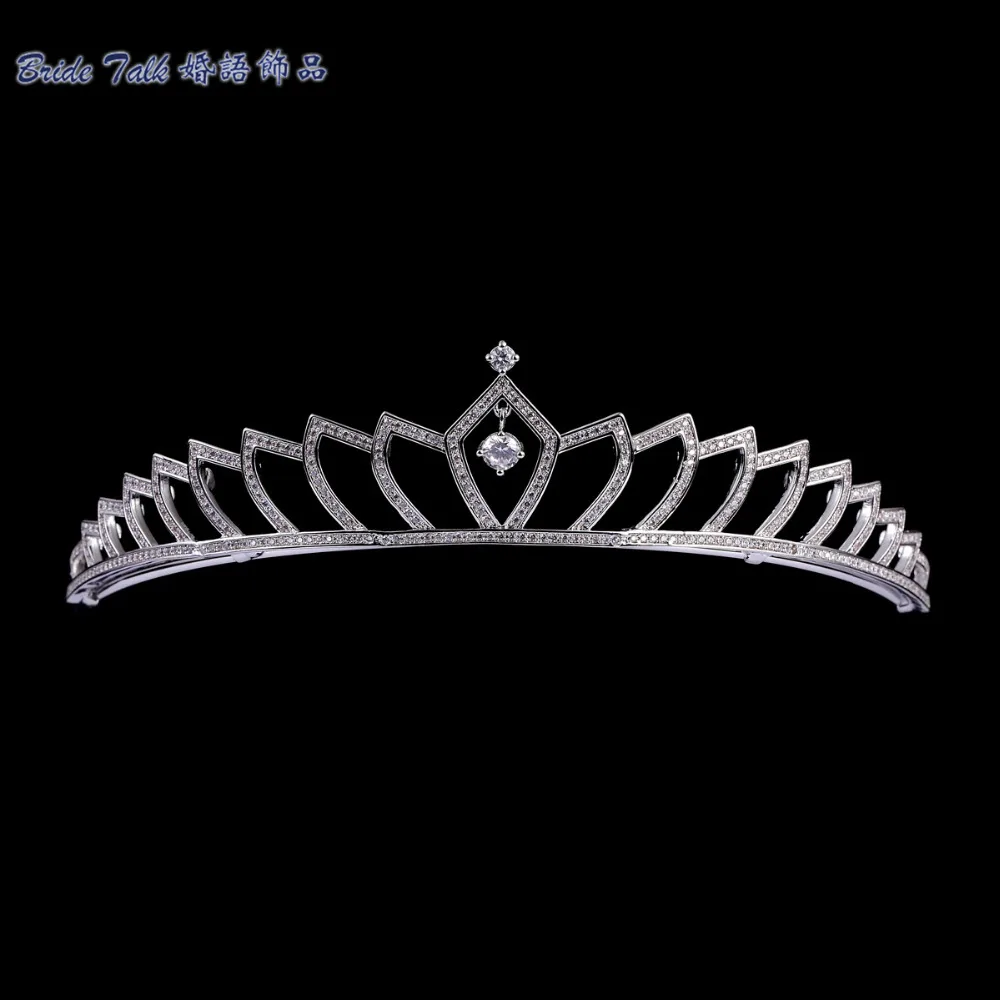 

Princess Crown Micro Pave Clear AAA CZ Tiara for Bridal Wedding Hair Jewelry and Women Pageant Hair Accessories TR15027