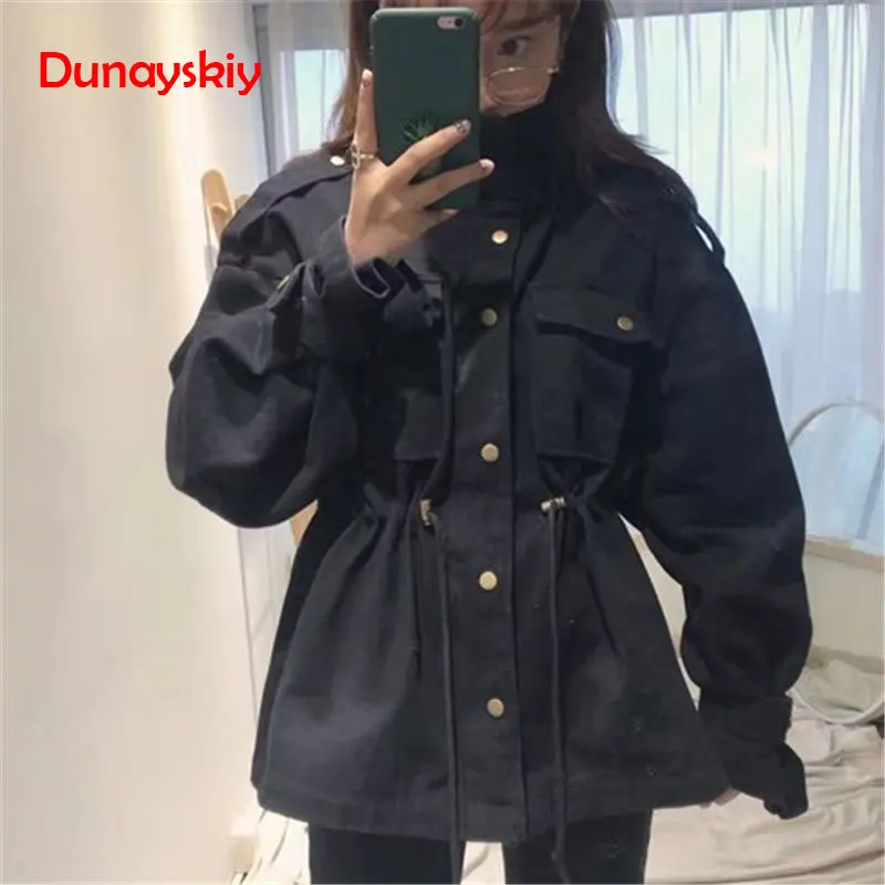 Finest  Spring Autumn Army Green Vintage Jacket Women Coat Female Casual Long Sleeve Jackets Women Streetwe