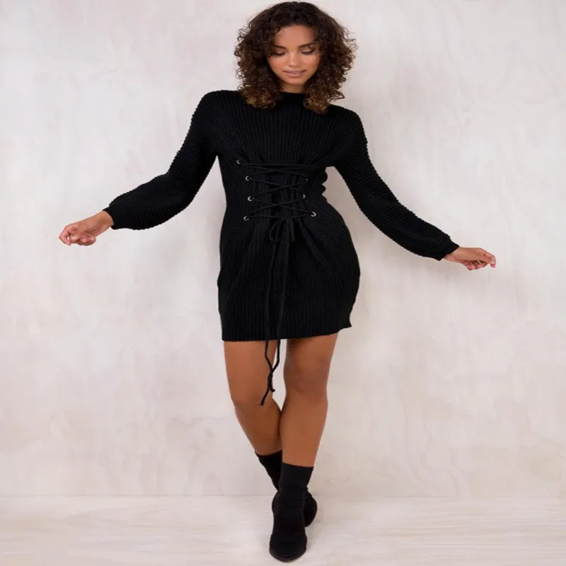 Europe and the United States fashion personality solid color decoration temperament was thin female knitted sweater